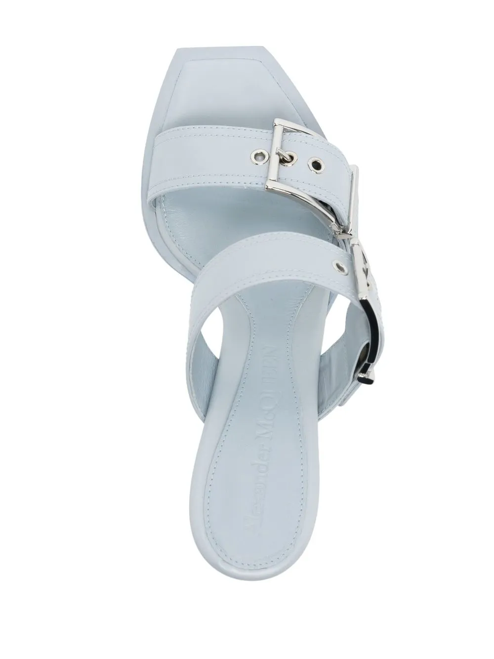 Alexander Mcqueen 75mm Buckled Leather Sandals In Blue