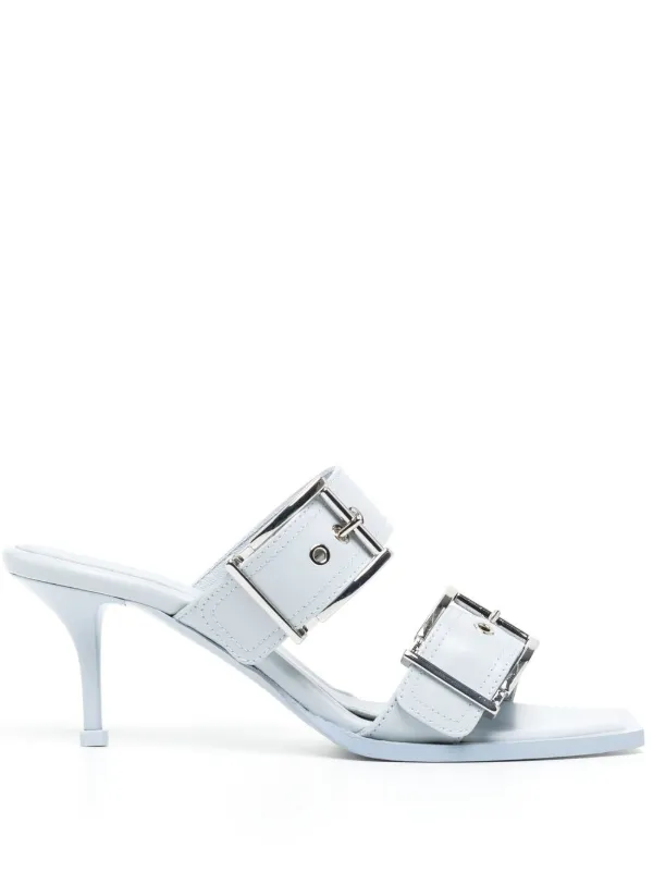 Alexander McQueen バックル レザーサンダル | ブルー | FARFETCH JP