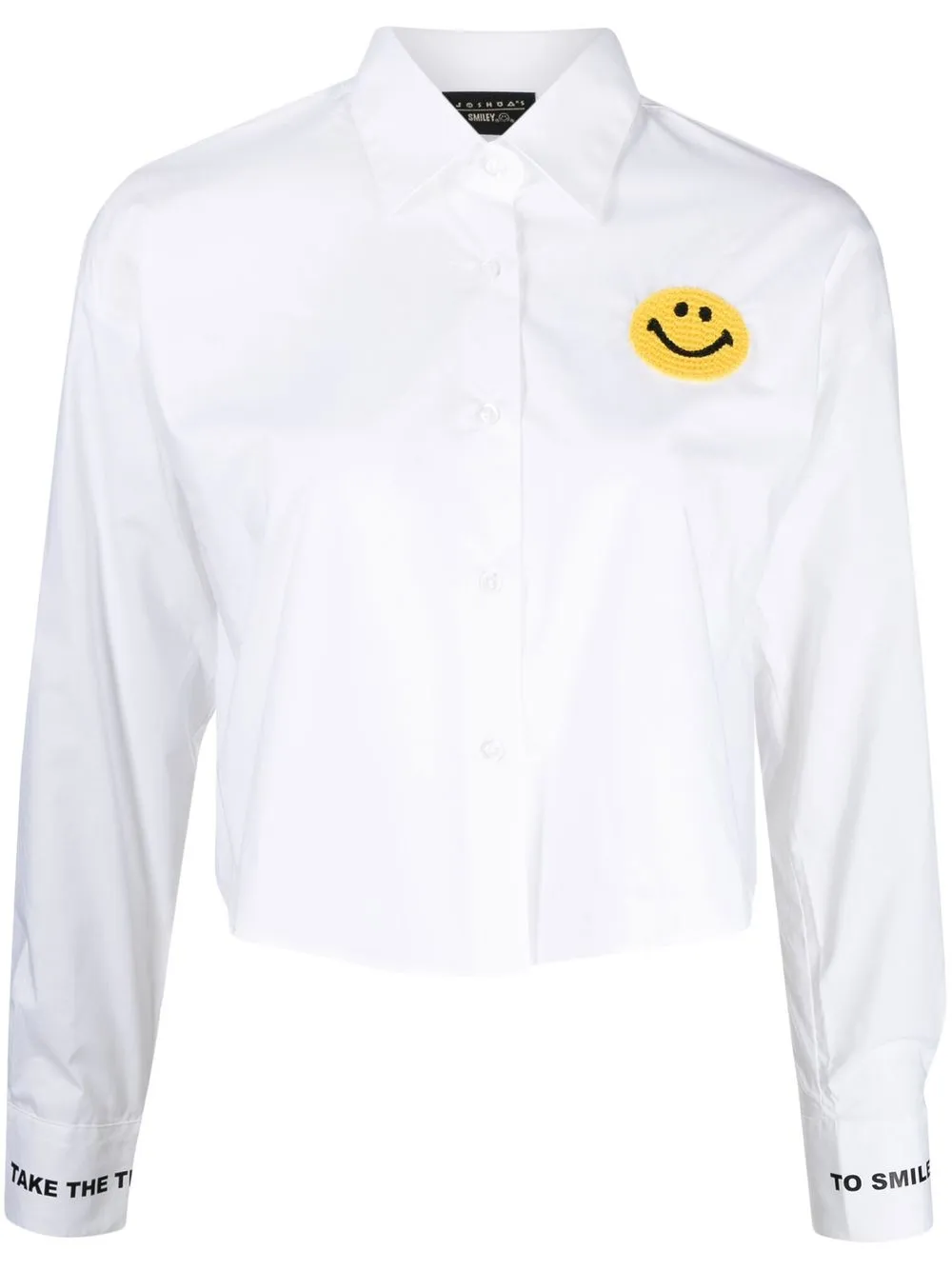 

Joshua Sanders crochet smiley-face appliqué shirt - White