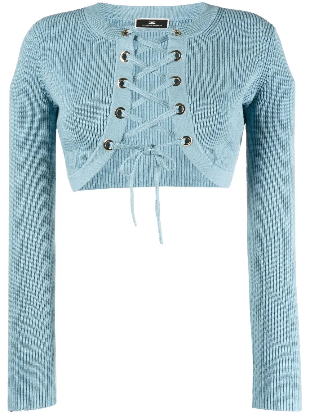 

Elisabetta Franchi cropped lace-up knitted top - Blue