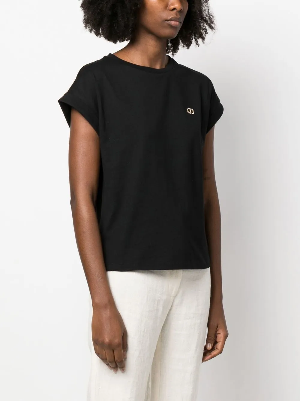 Twinset Logo-print Short-sleeve T-shirt In Schwarz