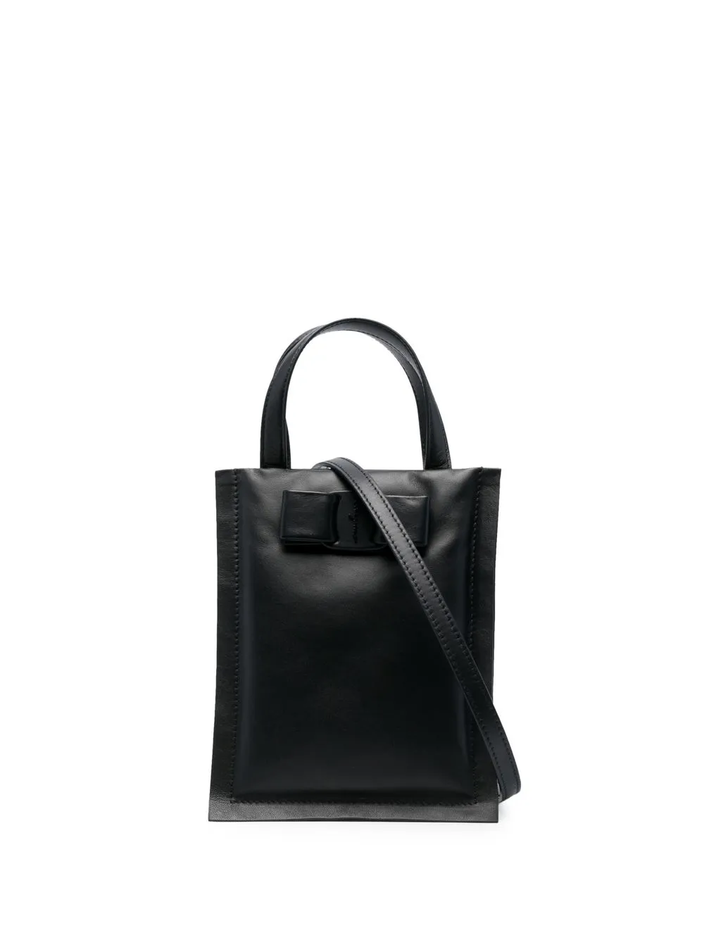 Ferragamo Buckle-detail Leather Tote Bag In Schwarz