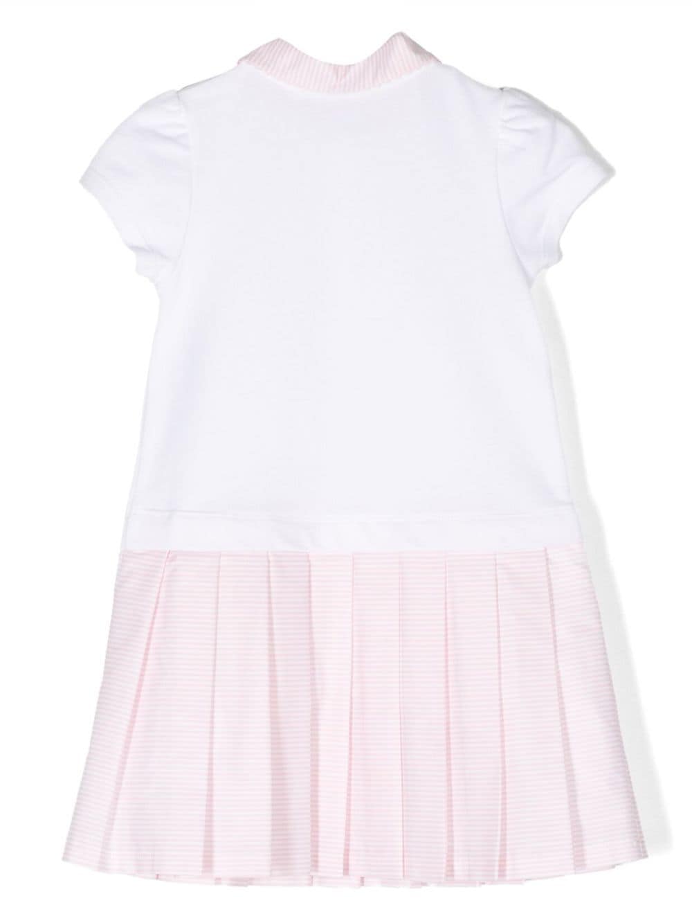 Shop Patachou Ruffle-detailing Pleated Dress In White