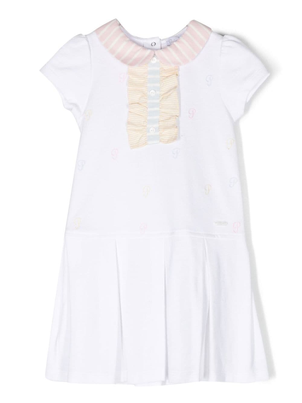 Patachou Kids' Ruffle-detailing Pleated Dress In White