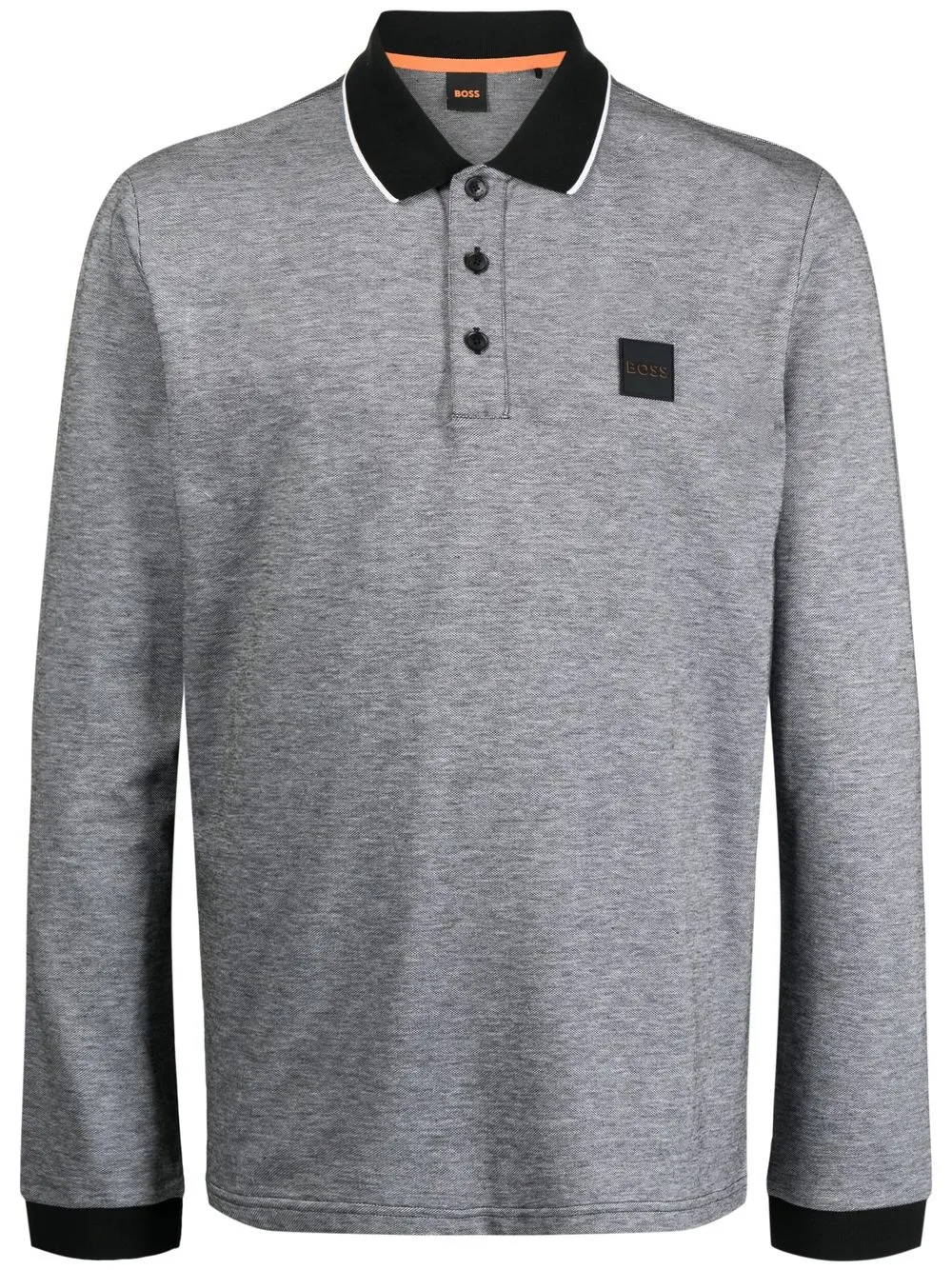 

BOSS logo-patch long-sleeved polo shirt - Black