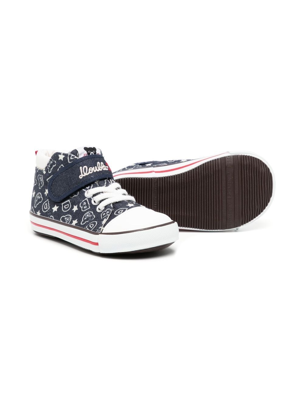 Shop Miki House Bear-print High-top Sneakers In 蓝色