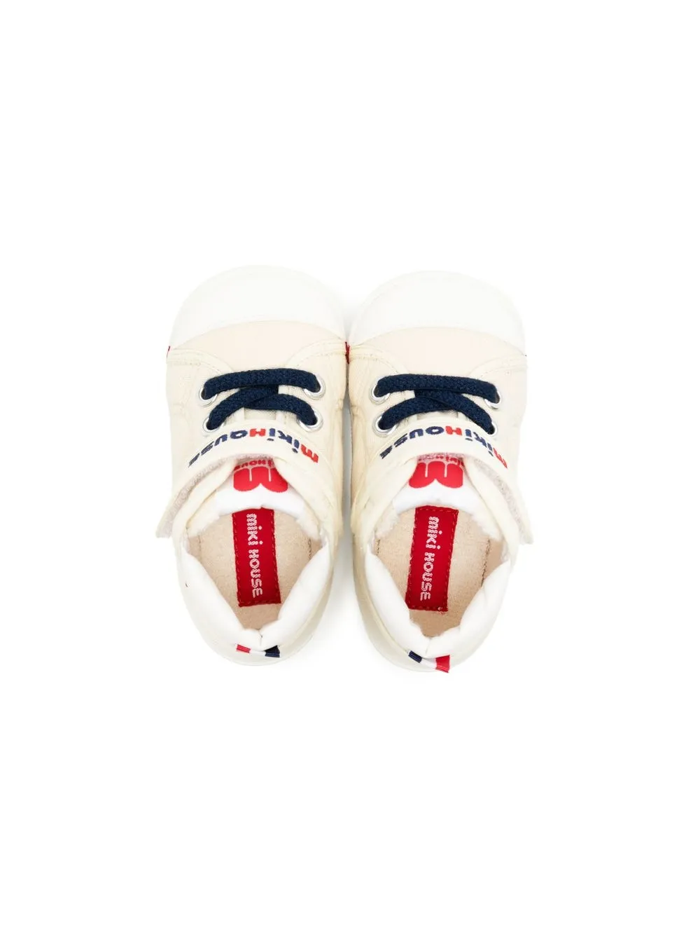 Shop Miki House Logo-embroidered Stripe-detail Sneakers In White