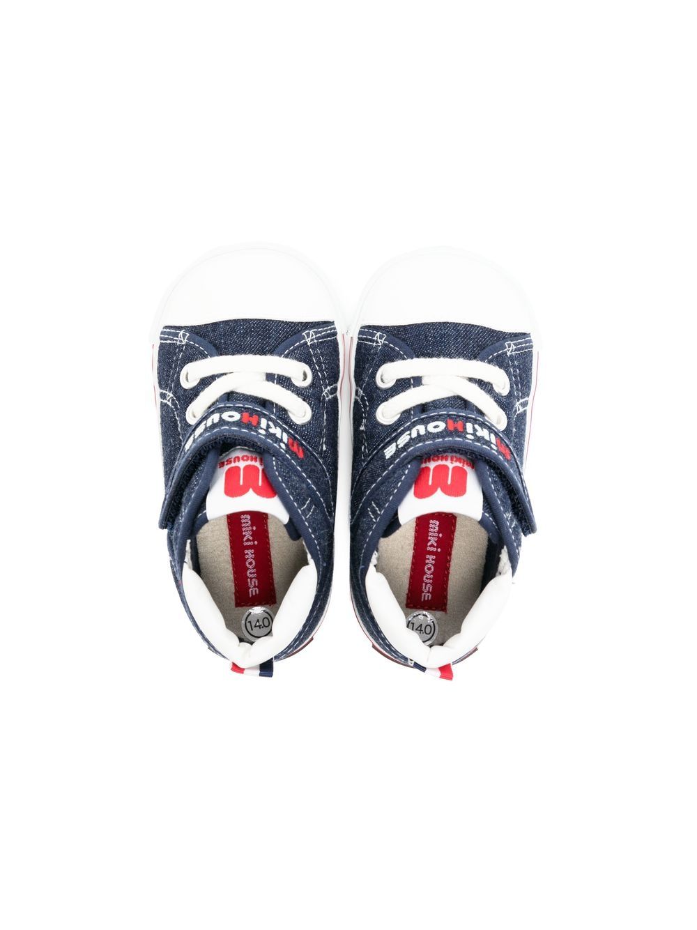 Shop Miki House Logo-embroidered High-top Sneakers In Blue