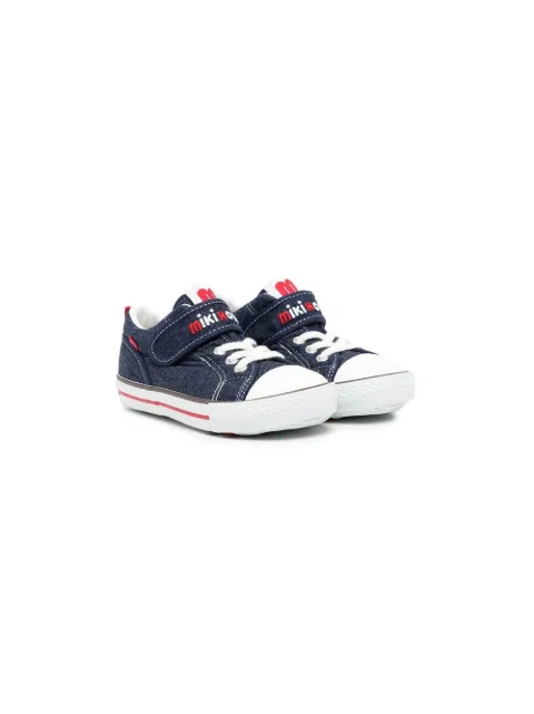 Miki House logo-embroidered denim sneakers