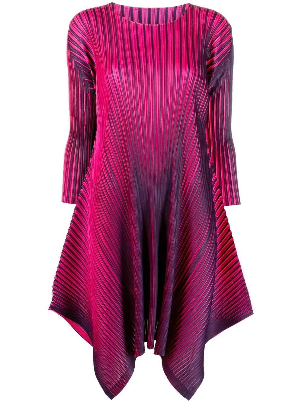 

Pleats Please Issey Miyake vestido asimétrico manga larga - Rosado