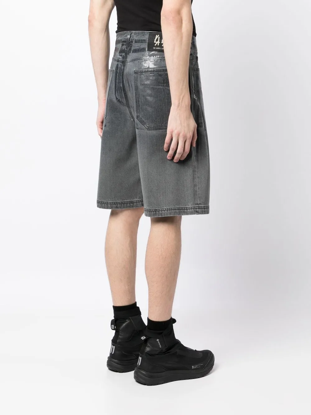 44 Label Group Metallicfinish Denim Shorts In Grey ModeSens