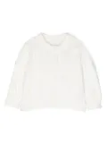 Stella McCartney Kids floral-embroidered button-front cardigan - White