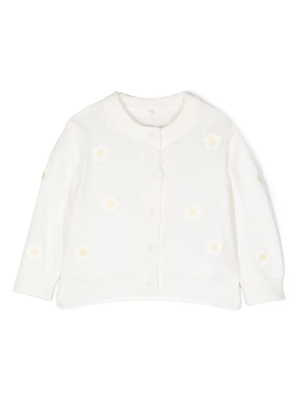 Stella Mccartney Floral-embroidered Button-front Cardigan In White