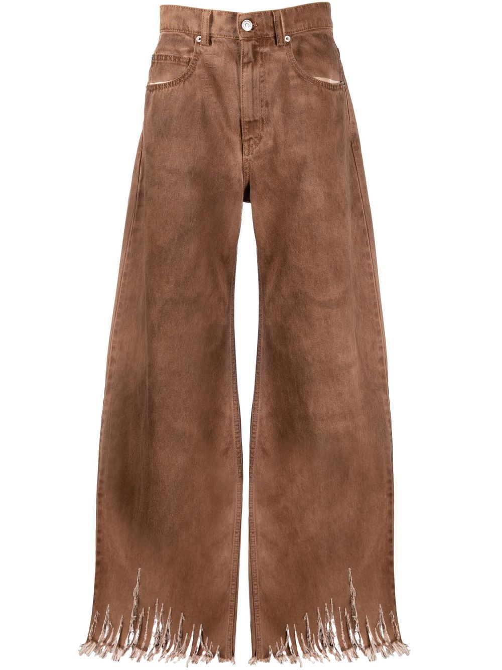 Marni Fringed Wide-leg Jeans In Brown