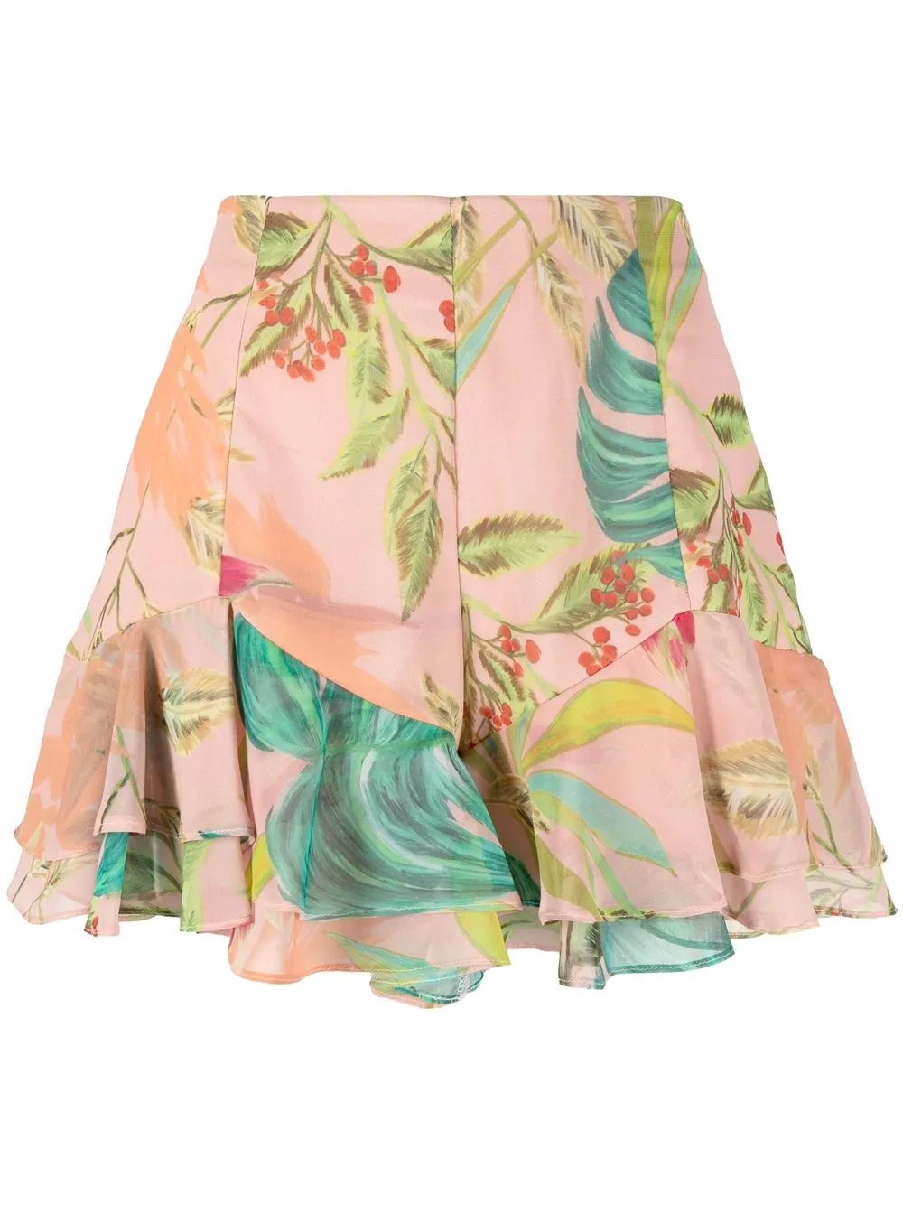 

PatBO leaf-print flared shorts - Pink