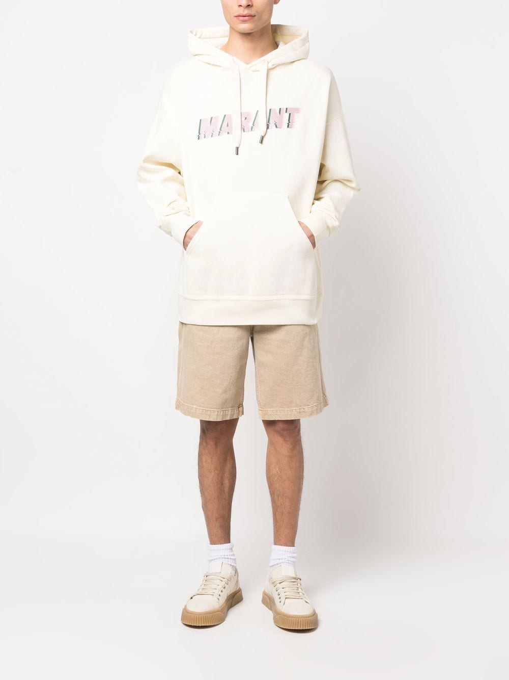 Shop Isabel Marant Logo-print Drawstring Hoodie In Neutrals