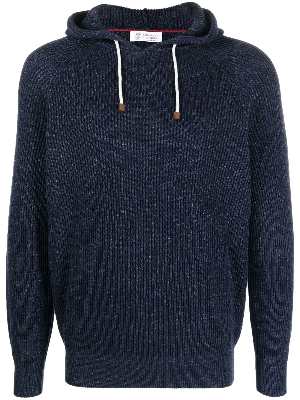 

Brunello Cucinelli rib-knit drawstring hoodie - Blue