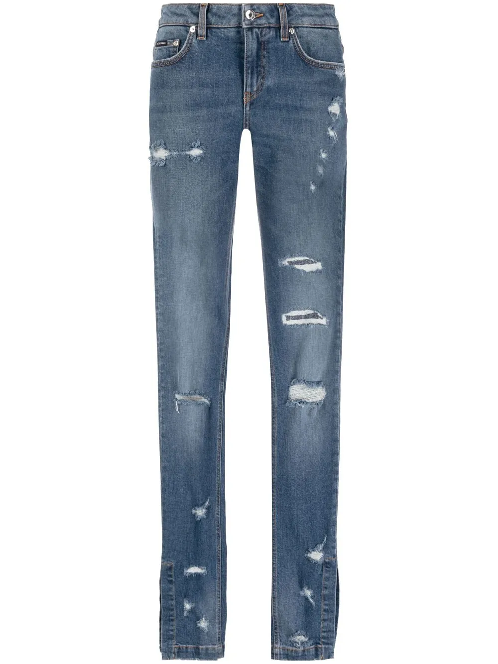 

Dolce & Gabbana split-hem extra-long skinny jeans - Blue