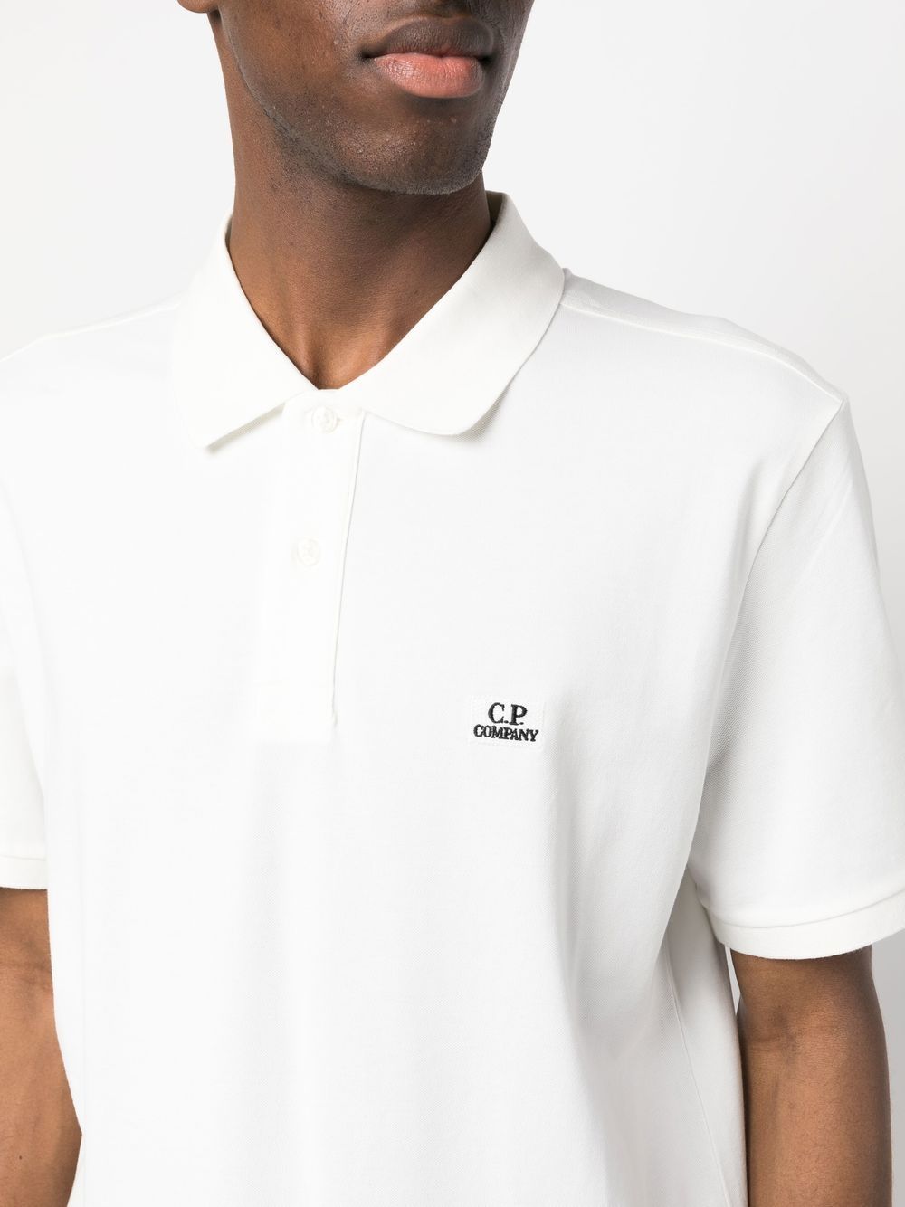 Shop C.p. Company Logo-embroidered Polo Shirt In White