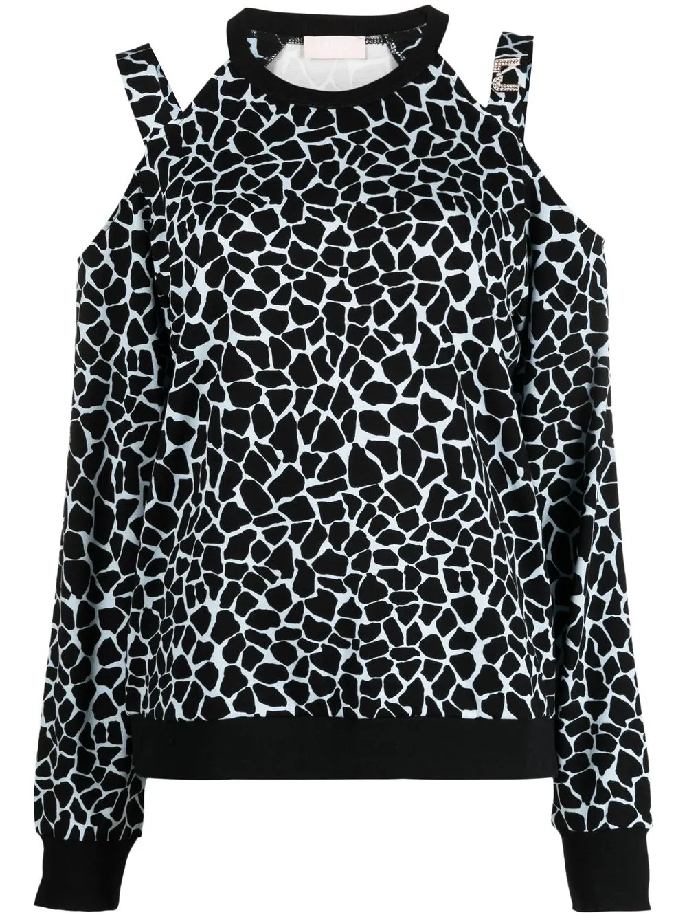 

LIU JO giraffe-print cold-shoulder blouse - Black