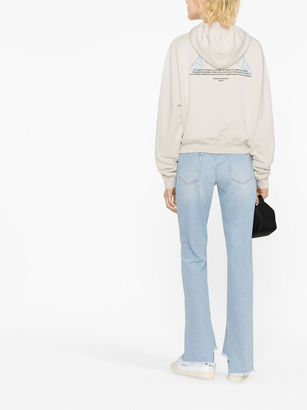 Off White Embroidered Logo Cotton Hoodie Farfetch 9968