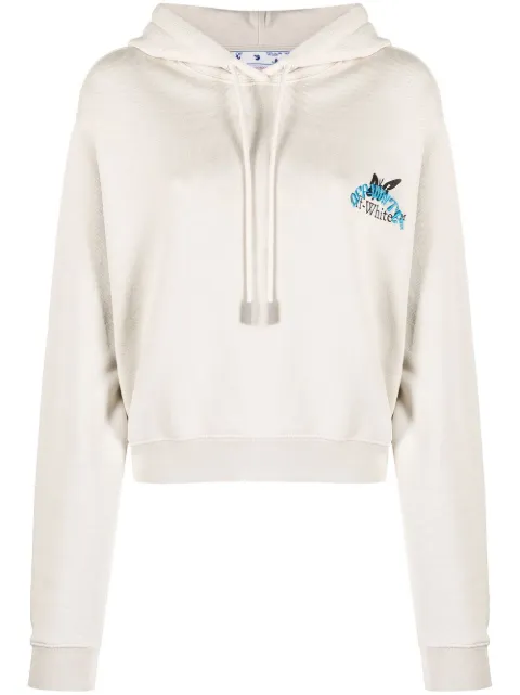 Off-White embroidered-logo cotton hoodie