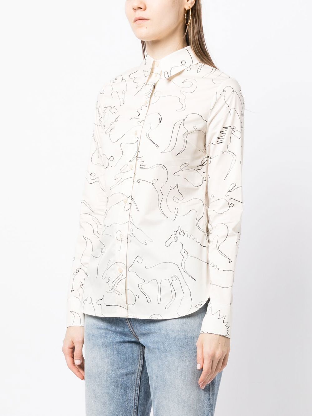 Shop Stella Mccartney Animal-print Long-sleeve Shirt In Weiss