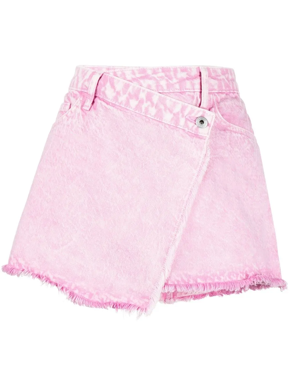 

Simkhai asymmetric acid-wash denim skirt - Pink