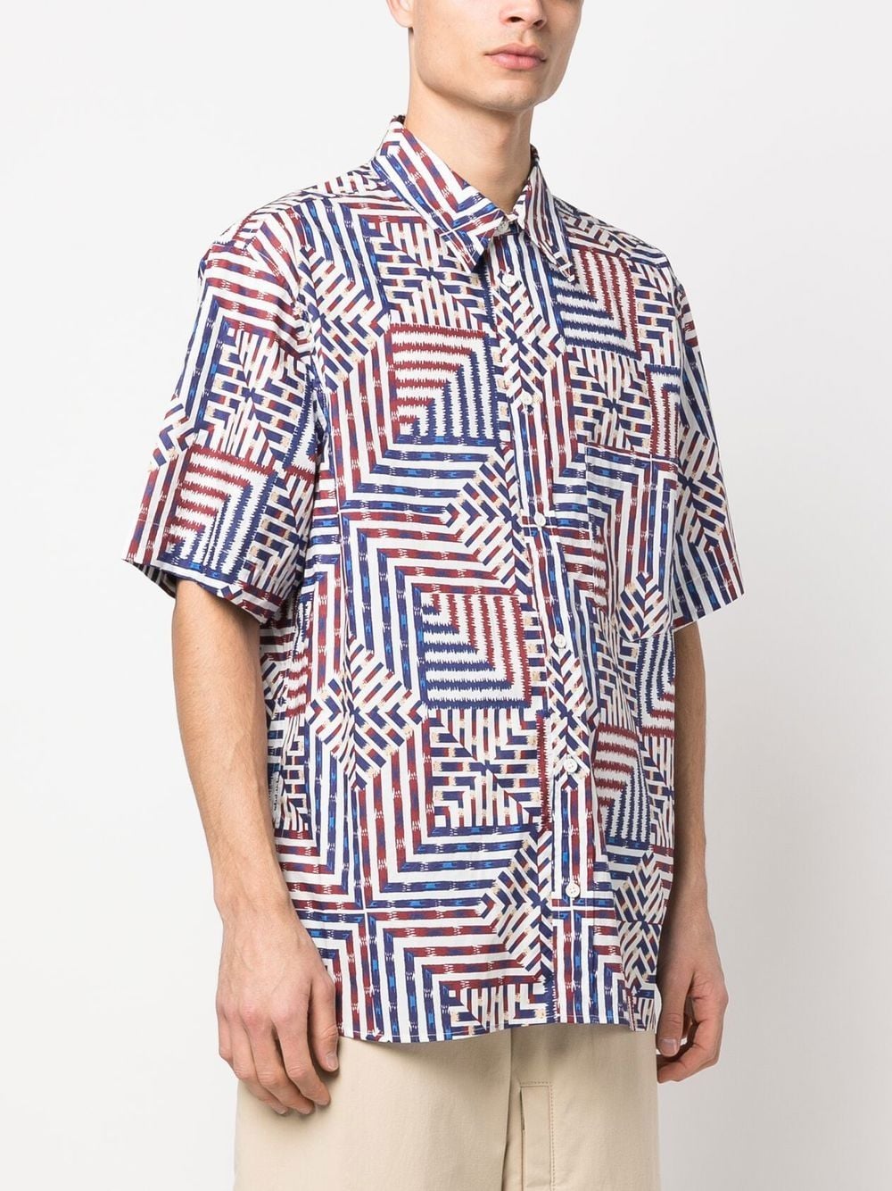 Shop Isabel Marant Geometric-print Short-sleeve Shirt In Blue