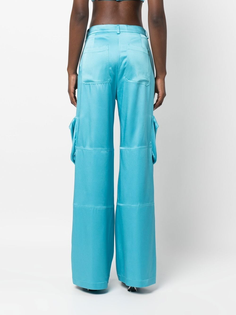 Shop Blumarine Butterfly Wide-leg Trousers In Blue