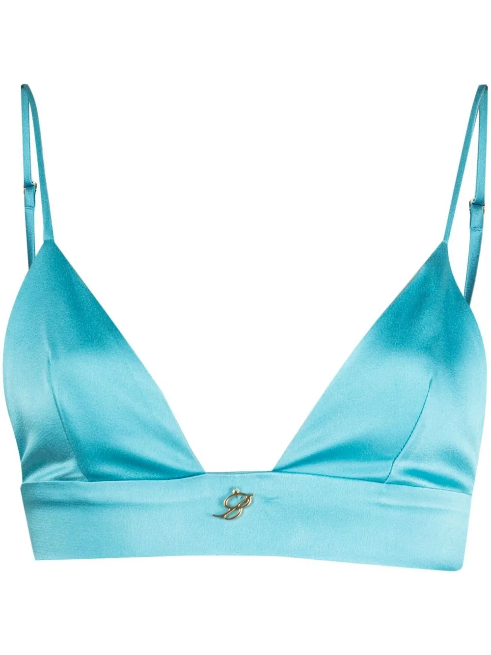 

Blumarine logo-plaque bralette top - Blue