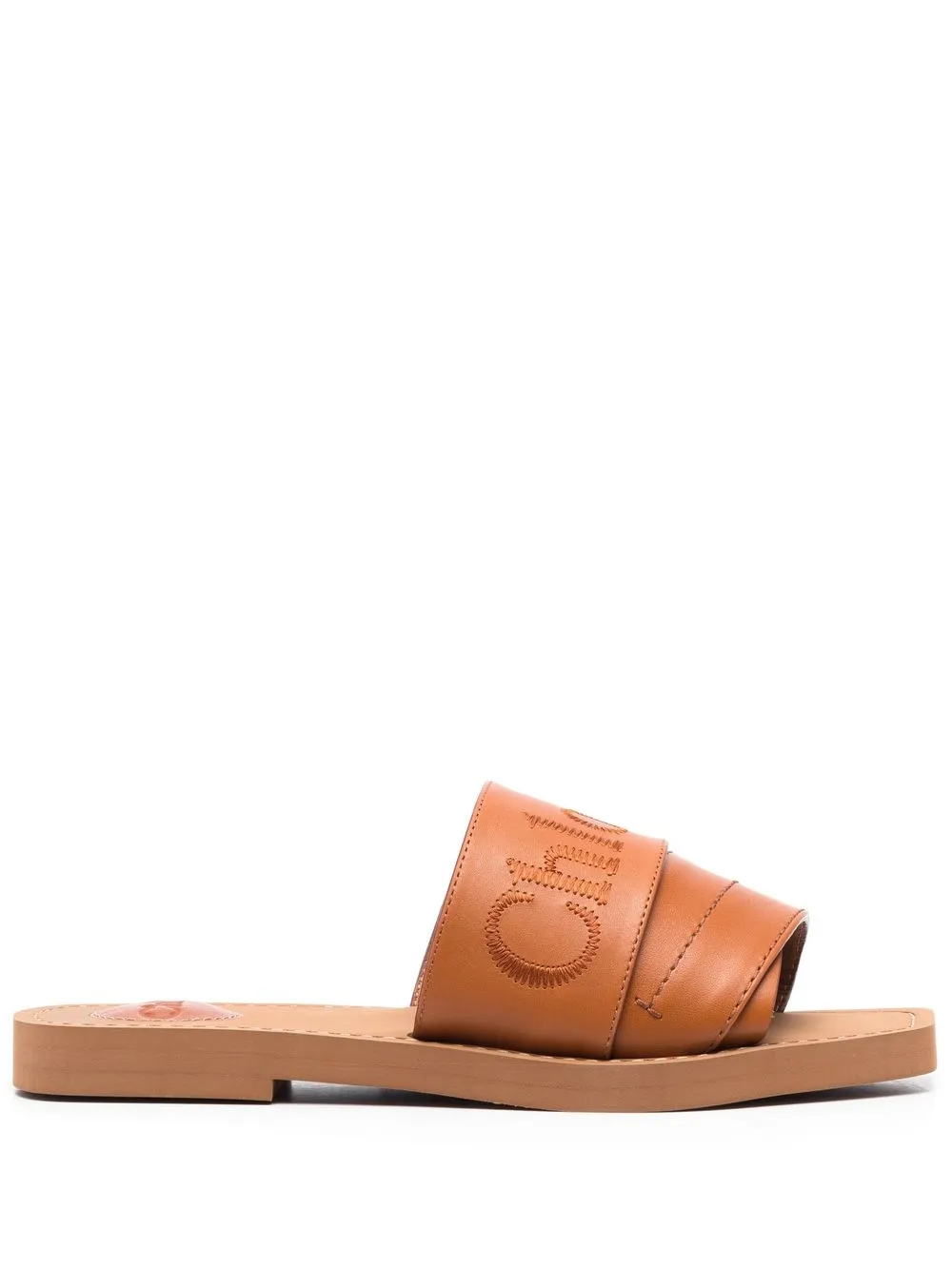 

Chloé embroidered-logo leather sandals - Brown