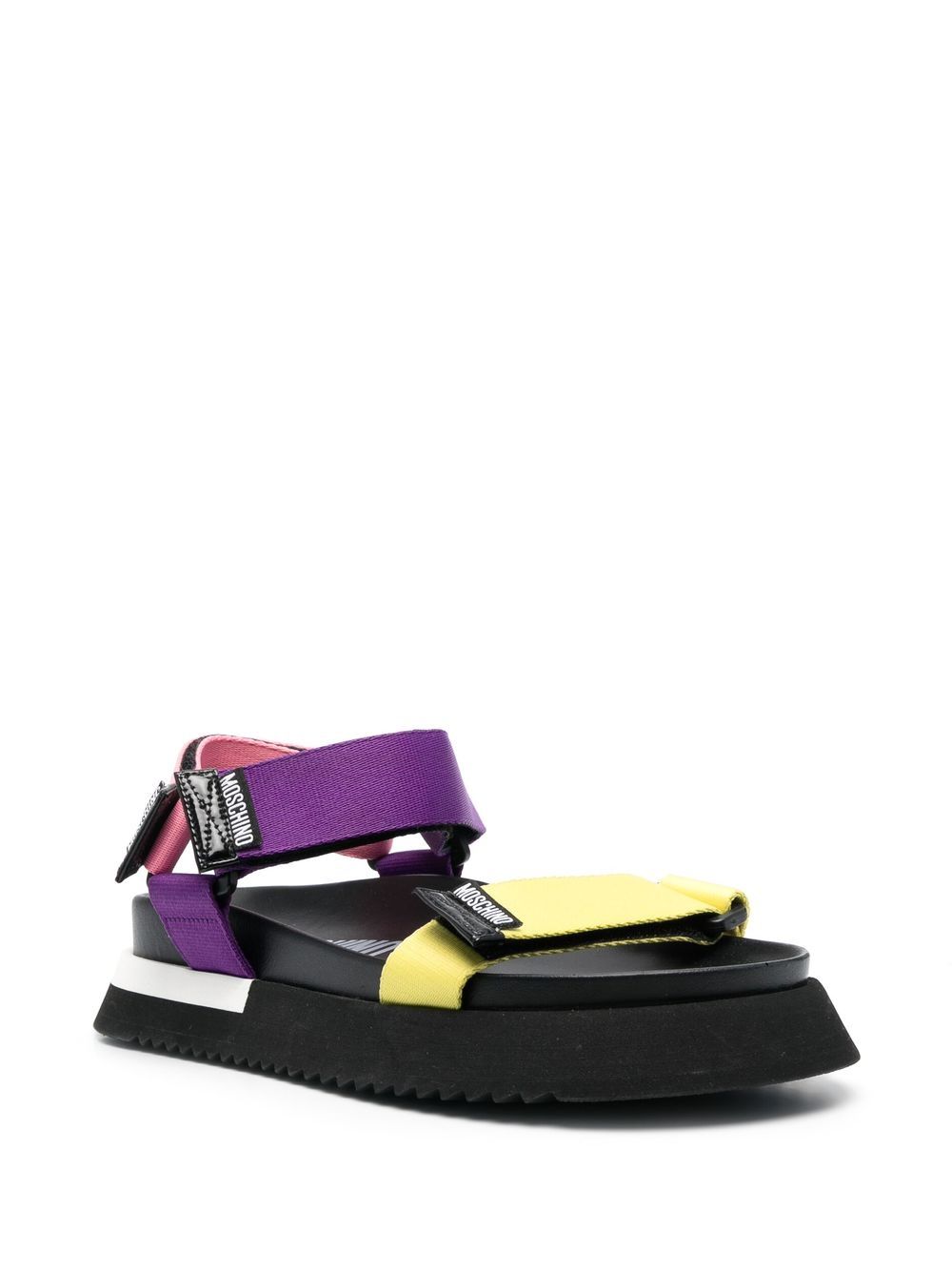 Shop Moschino Colour-block Touch-strap Sandals In Rosa