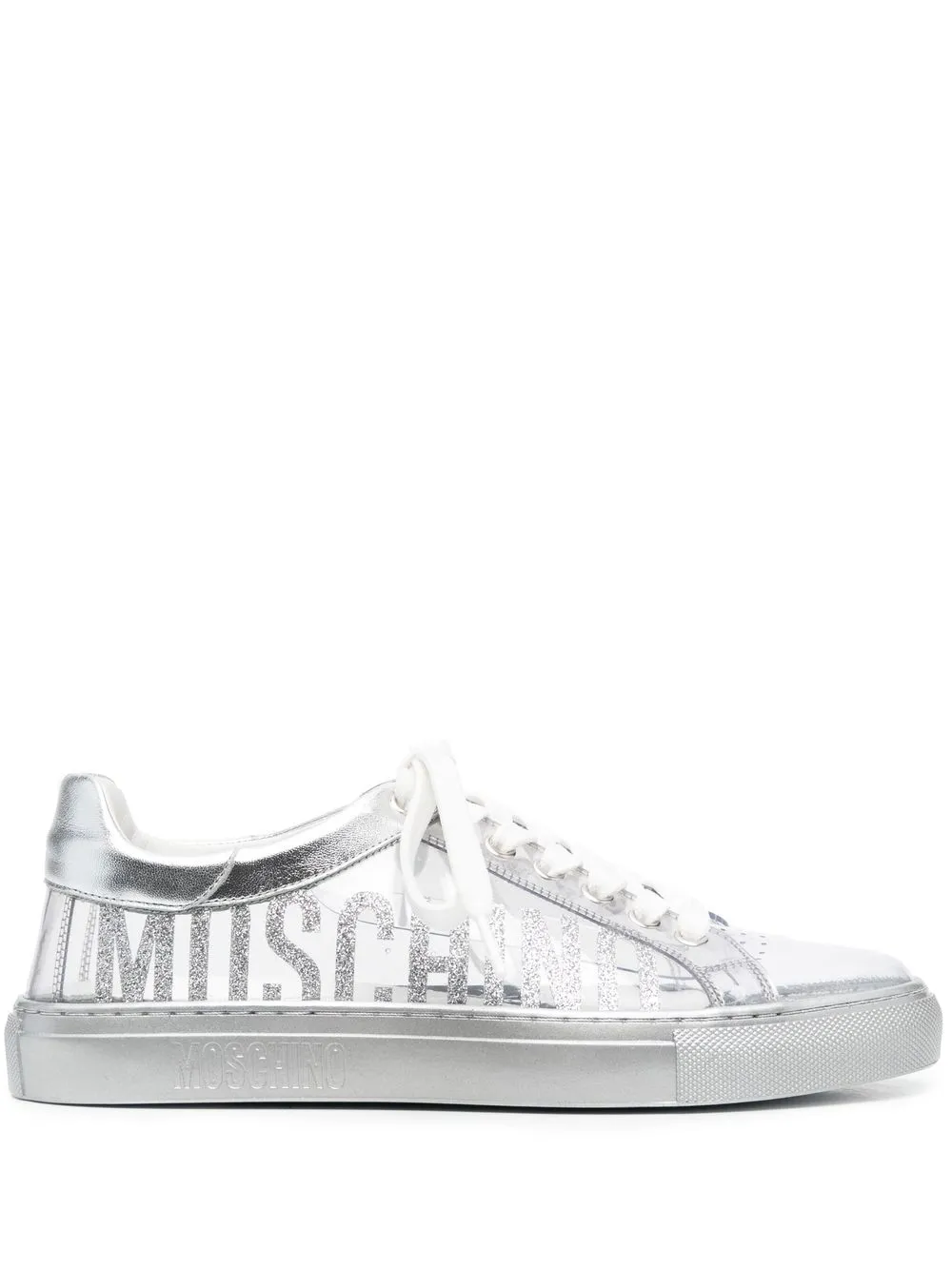 Moschino glitter-logo low-top sneakers - Neutrals