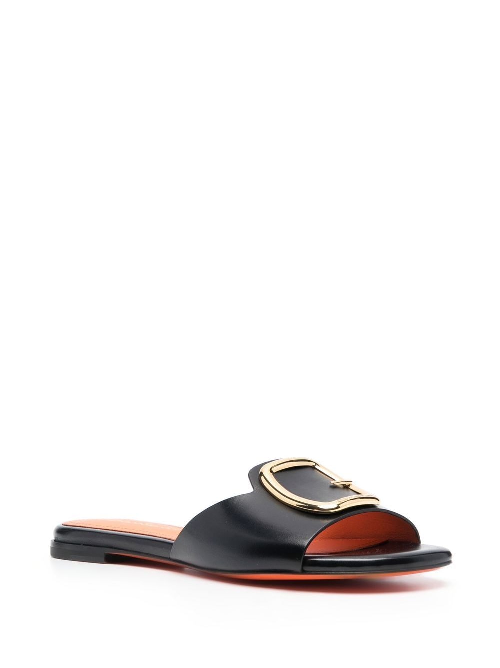 Shop Santoni Apricot Leather Slip-on Sandals In Schwarz