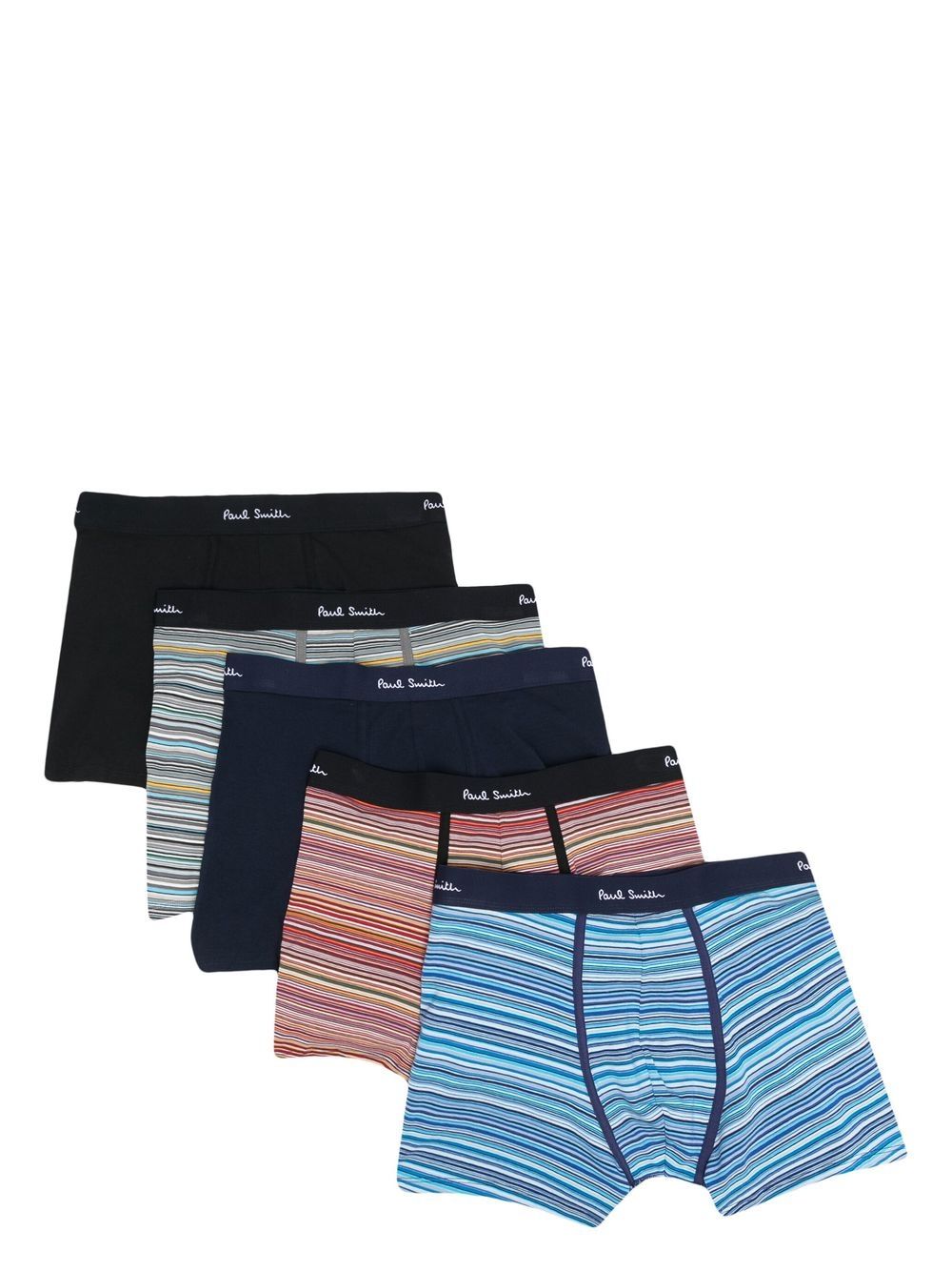 Paul Smith Signature Stripe And Plain Boxers 5-pack Set In Black