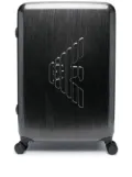 Emporio Armani debossed-monogram four wheel suitcase - Grey