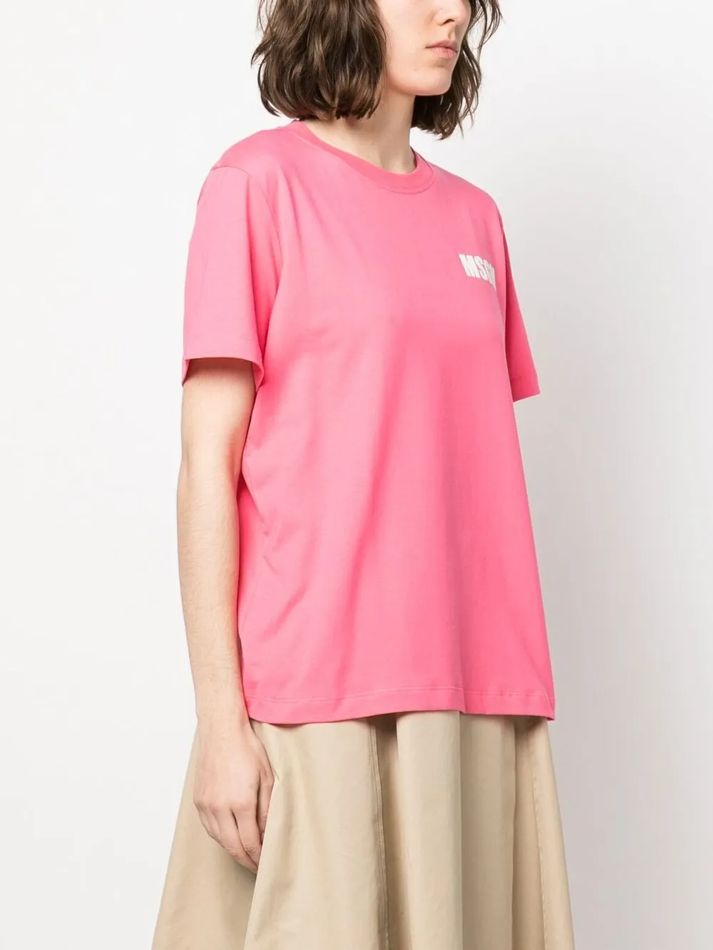 Msgm Logo-print Cotton T-shirt In Rosa