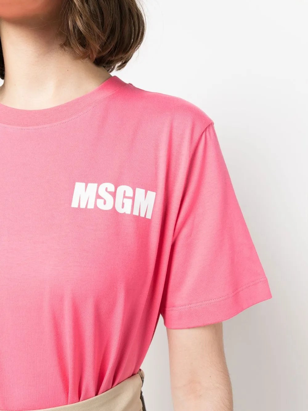 Msgm Logo-print Cotton T-shirt In Rosa