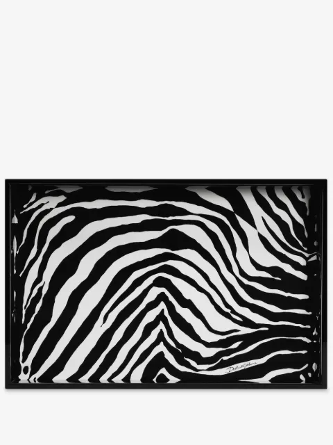 Dolce & Gabbana Tablett aus Holz mit Zebra-Print