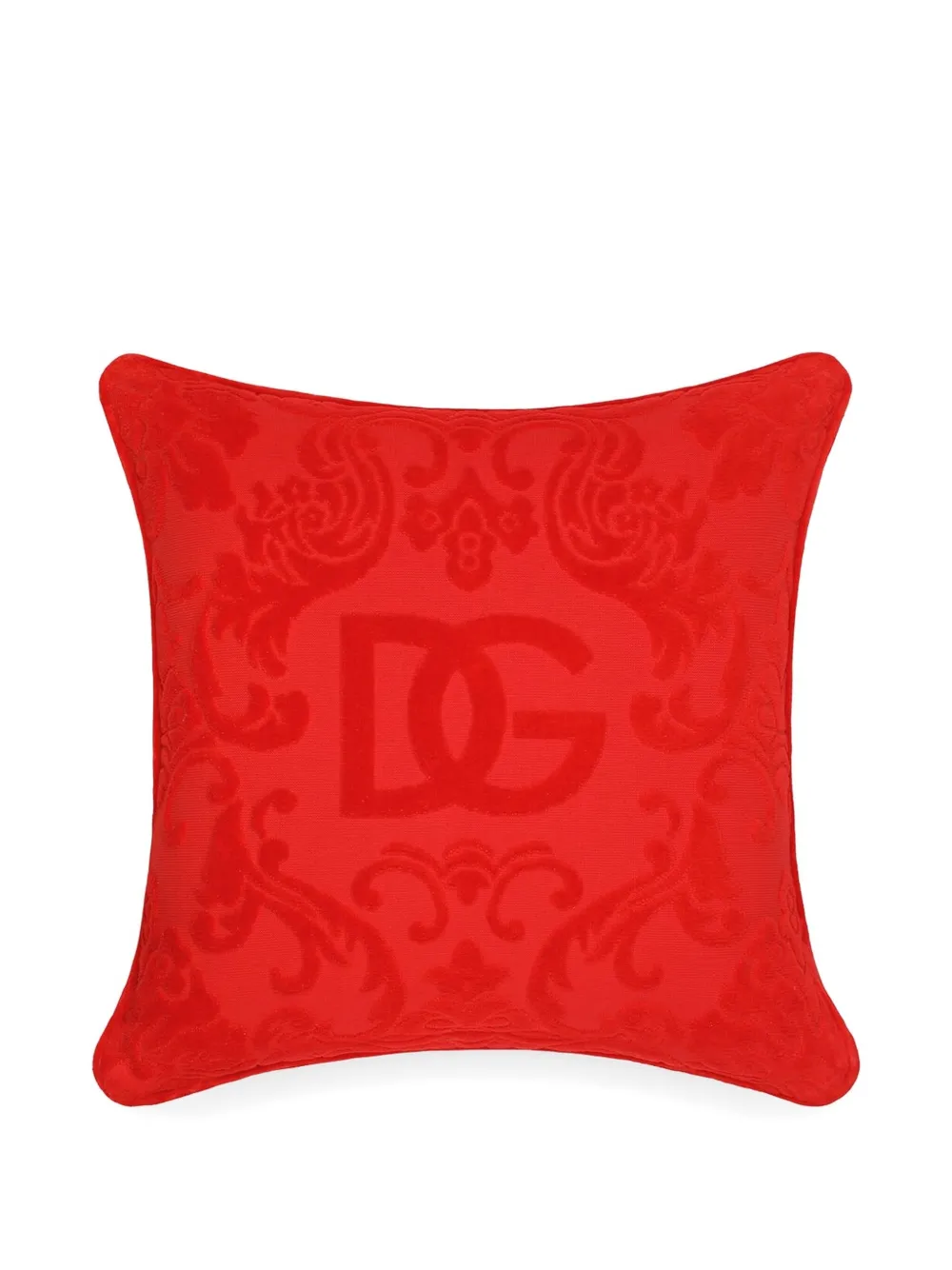 Dolce & Gabbana Dg-logo Velvet Cushion (45cm X 45cm) In Red