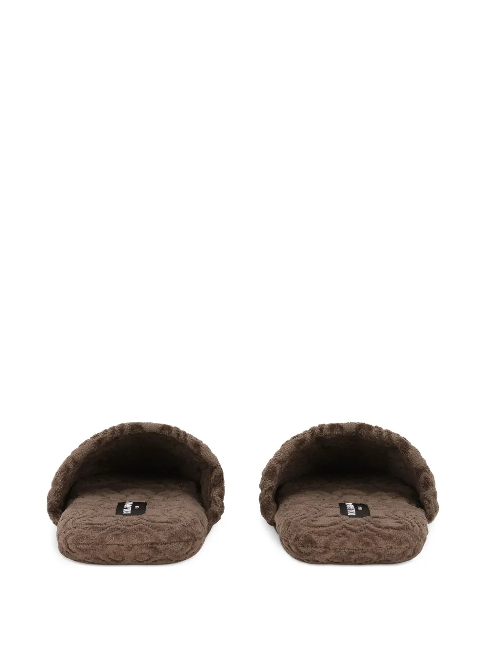 Dolce & Gabbana Logo-embroidered Slippers In Brown