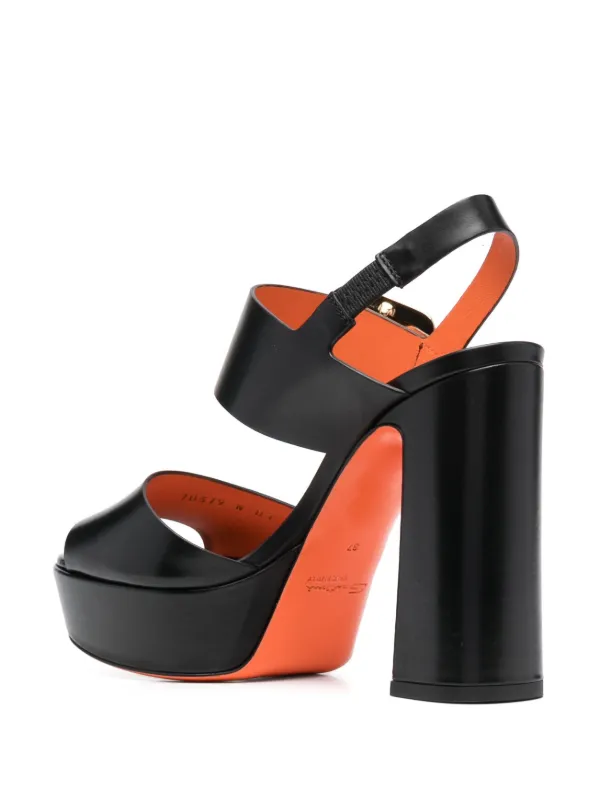 Santoni logo-buckle block-heel Sandals | Black | FARFETCH