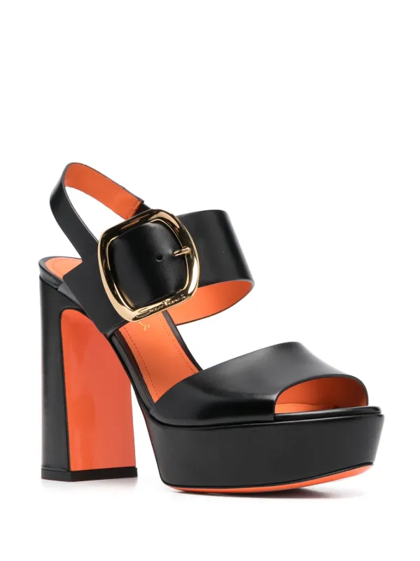 【関税込み】logo-detail block-heel sandals Lenny White Block Heel Sandal | Arezzo