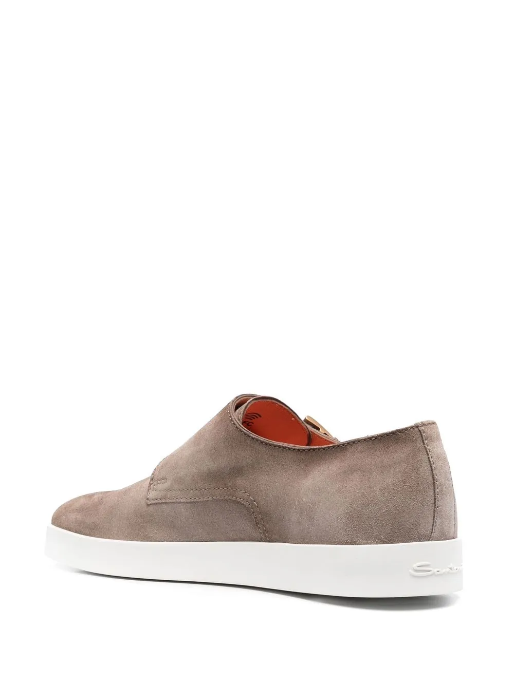 Santoni Atlantis Monk-strap Suede Low-top Trainers In Braun