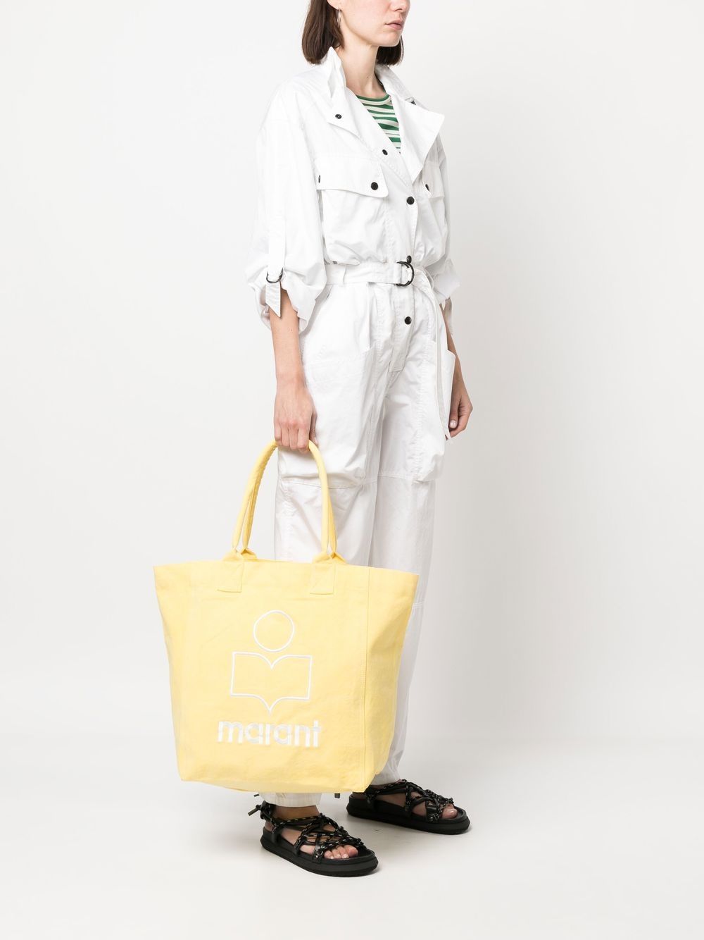 Shop Isabel Marant Étoile Logo-print Tote Bag In 黄色
