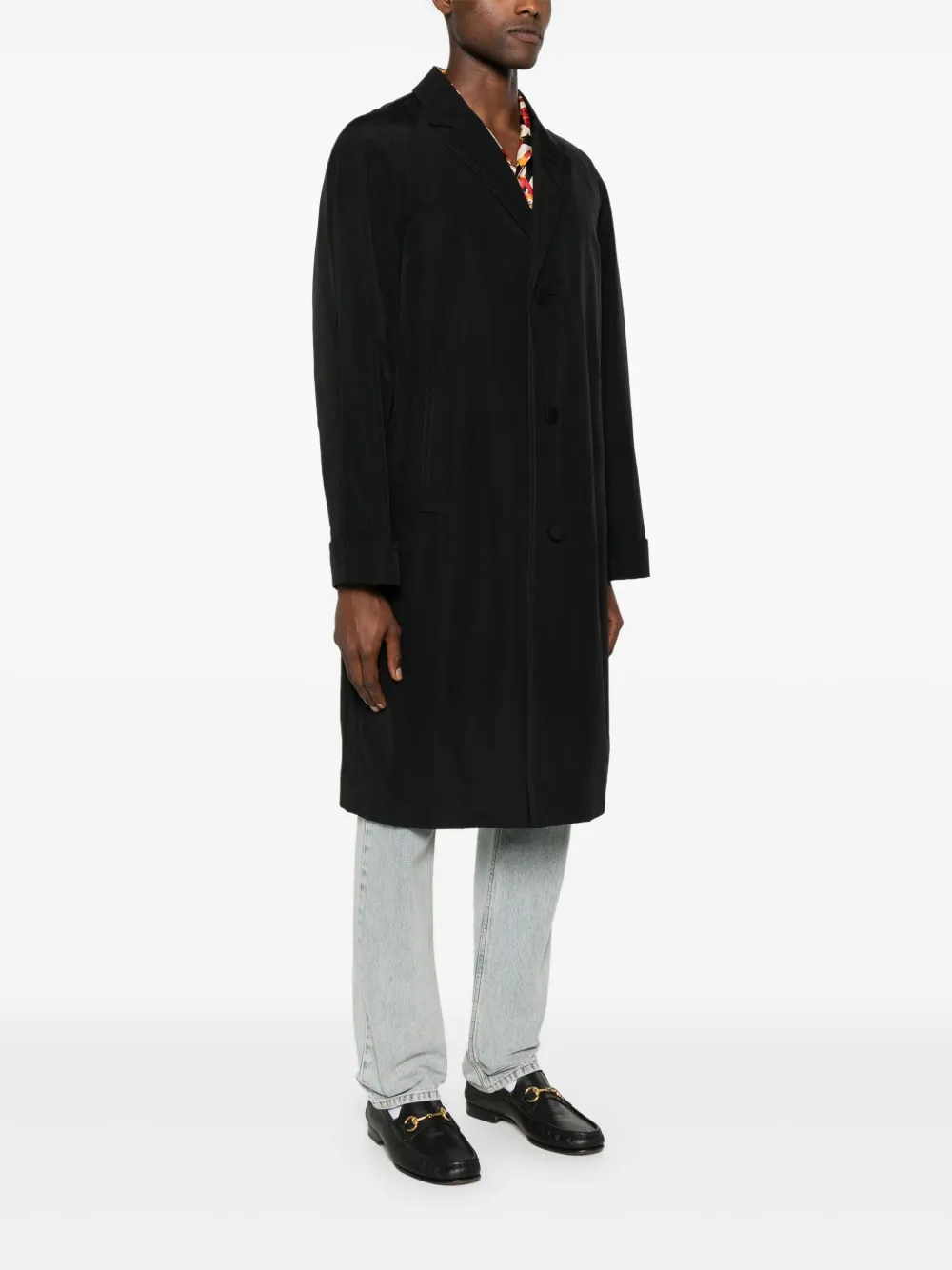  Gucci Single-breasted Poplin Coat - Black 