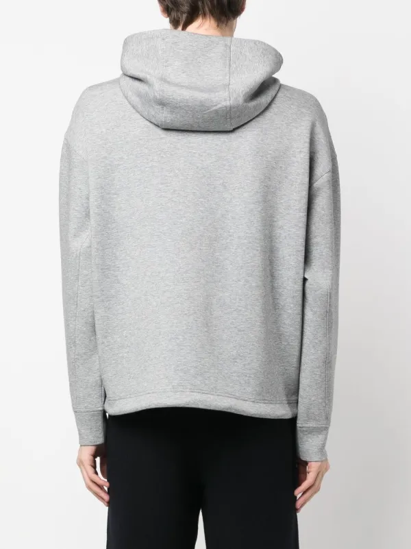 Emporio Armani logo-embroidery Hoodie | Grey | FARFETCH