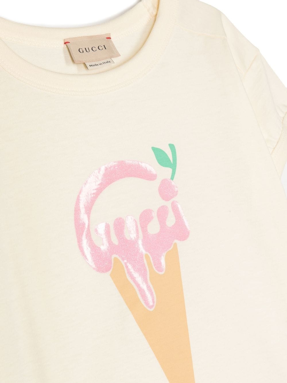 Shop Gucci Ice Cream Logo-print T-shirt In Neutrals