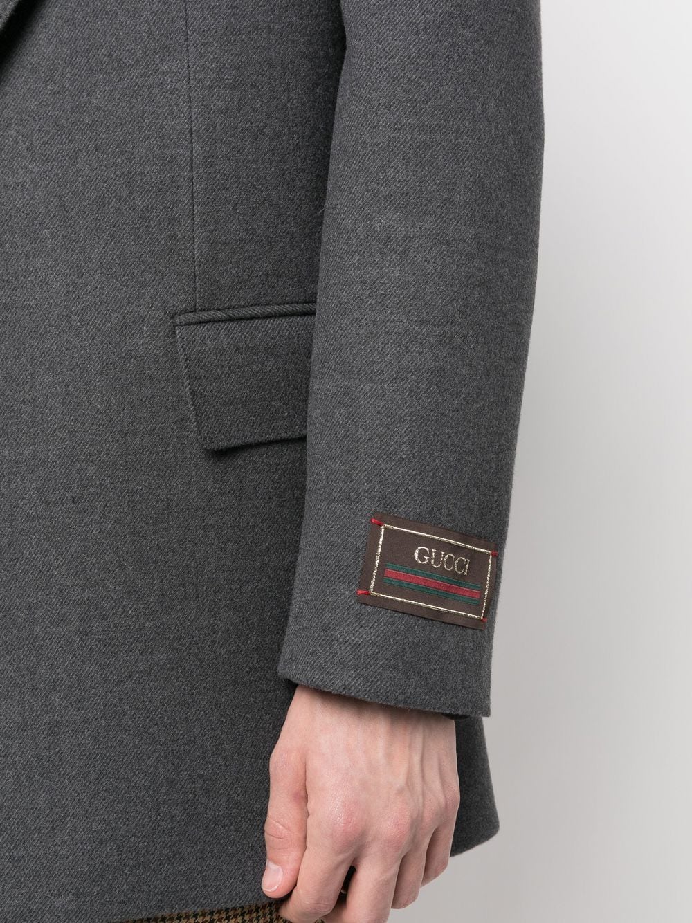 Shop Gucci Concelaed-front Fastening Blazer In Grey